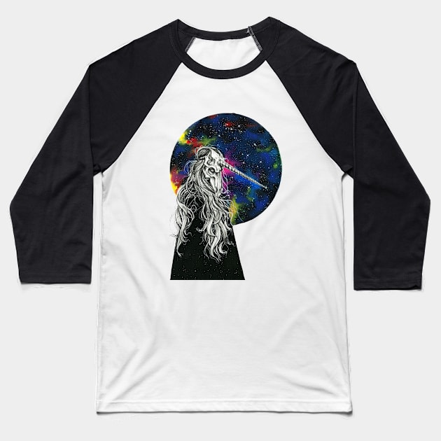 Unicorn girl Baseball T-Shirt by Psyca